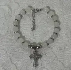 十字架白ハンドメイドブレスレットY2Kフェアリーグランジウィッシュコアshury