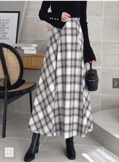 GRL グレイル ロービングチェックロングフレアスカート[tu1366]