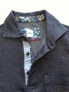 【美品】TAKEO KIKUCHI メンズ ポロシャツ ネイビー 花柄のサムネイル