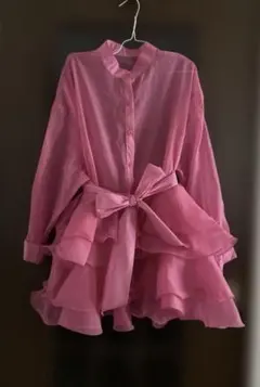 [新品未使用] シースルー　フリル　リボン紐付き　ワンピース