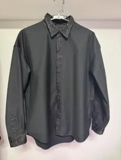 HARE ハレ ブラック ジャガード 切り替え 長袖シャツ