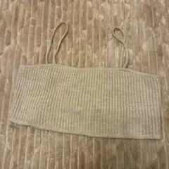 リブ編みベージュニットビスチェ