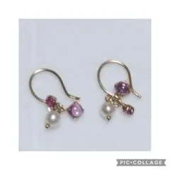 K18 フック ピアス ピンク系 1.07g パール - メルカリ