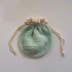 まんまる巾着　ポーチ　ハンドメイド　かぎ針編み
