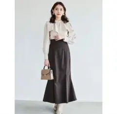 dazzlin ハイウエストアソートナロースカートll ブラウン
