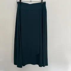 Doclasse ラップ風ロングスカート 深緑 フレア