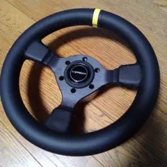 ステアリング小径（年代物） OBA ウッドステアリング 小径 ハンドル 約30cm ホーン付き 旧車