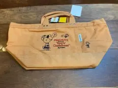 [新品・未使用] スヌーピー　刺繍入り 手提げ トートバッグ　ブラウン