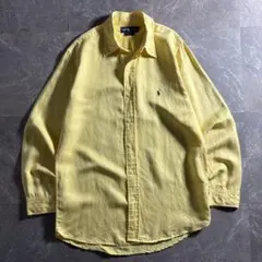 90s Ralph Lauren silk linen shirt yellow