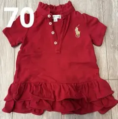 【美品】Ralph Lauren 赤 フリル ポロシャツ ワンピース