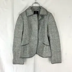 23区 ツイードジャケット 38 グレー ノーカラー風 セレモニー フォーマル