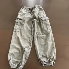 グレー カーゴパンツ ゴム裾