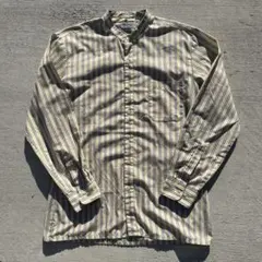 【美品】Charlie USA ストライプ長袖シャツ ノーカラー レディース古着