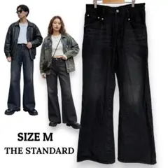 THE STANDARD ワイドフレアデニムパンツ ブラック M ジーンズ