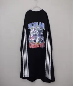 ＊新品タグ付 スカラー　153783：レースライン×ロック柄ミニ裏毛ワンピース