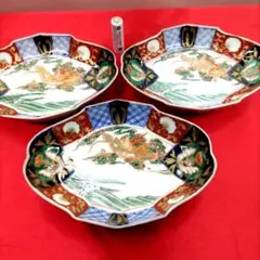 古伊万里 色絵セット high level 古伊万里長皿の美！」 色絵皿3客セット 骨董アン