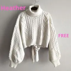 Heather ニット クロップド タートルネック ホワイト フリー レディース