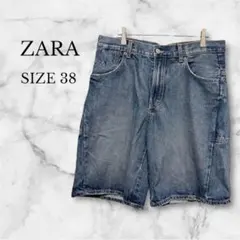ザラ　ZARA　バミューダパンツ　デニムパンツ　ローライズ　古着女子　インディゴ