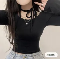 amood トップス 長袖 黒 シズニルック 韓国