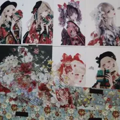 ○海外マステ切り売り10+cotton melody様ステッカー5枚和柄 +1枚