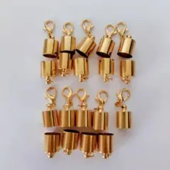レザーコードエンドキャップ ロブスタークローファスナー 9セット 9mm 金