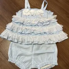 メゾピアノ 水色 フリルのセットアップ80cm