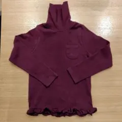 バーガンディ タートルネック 長袖カットソー