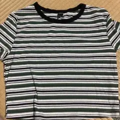SHEIN ストライプ リブ編み Tシャツ L