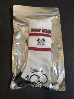 Disney 100周年 ミッキーマウス ソックス ホワイト×レッド