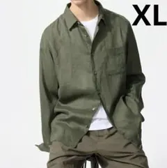 ユニクロ プレミアムリネンシャツ長袖 オリーブ　新品