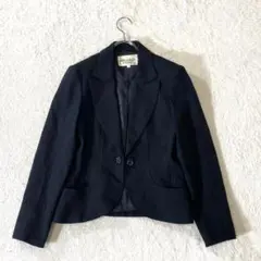 ☆【ミスアシダ】7 黒 ジャケット ウール生地 カシミヤ混 春秋冬 冠婚葬祭