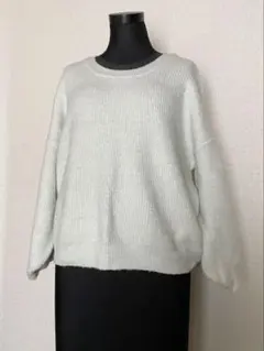 ホワイト ラメ入り ニット