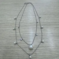 パールとクリスタルの二連ネックレス✨美品✨