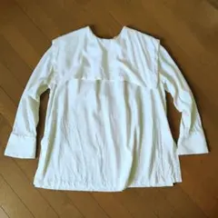 H＆M★ブラウス XL大きいサイズ白生成りきなり襟長袖チュニック