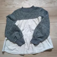 長袖カットソー グレー ホワイト