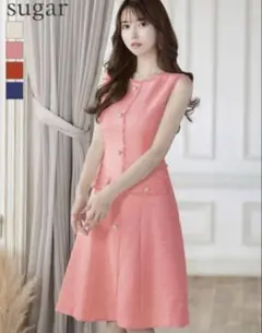 sugar ピンク ノースリーブドレス　エルケイ ツイード