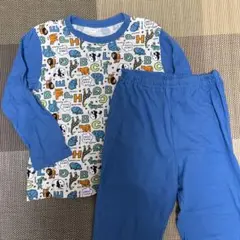 男の子　130サイズ　長袖パジャマ　上下セット　動物　アニマル柄　青　薄手