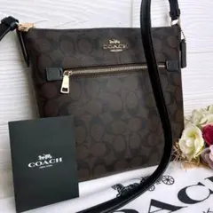 未使用☆COACHコーチ ショルダーバッグ ブラウン ブラック レザー