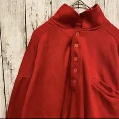 アメリカ古着　IN PRIVATE ボタン、ポケット付きスウェット M レッド