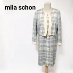 ミラショーン セットアップ ワンピース ジャケット チェック 水色 40 L