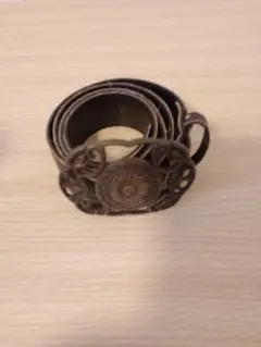 装飾バックル ブラウンレザーベルト