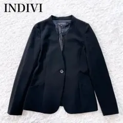 美品✨ インディヴィ ノーカラー ジャケット 洗える