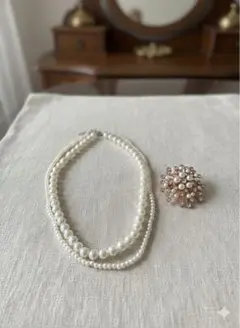 豪華2点SET パールネックレス＆ちょうブローチ セレモニー 入園入学 卒園式③