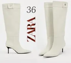 新品 ZARA 定価13,590円 デニム ロングブーツ 36(23.4㎝)