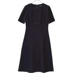 【美品】ヒロミチナカノ 7号 半袖 フォーマルブラックリボン付きワンピース礼服