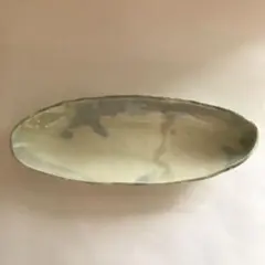 薄青、緑ぼかし楕円深皿