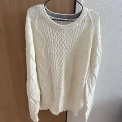 GLOBAL WORK アイボリー ケーブルニットセーター M