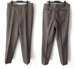 90s ウィンドペンチェック ウール スラックス グレーブラウン 美品 85