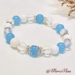 穏やか・冷静さ★翡翠 ホワイトオパール 水晶★ パワーストーンブレスレット