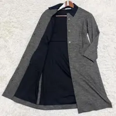 美品✨アクアスキュータム ウールロングコート 2way ストレッチ 茶灰色 薄手
